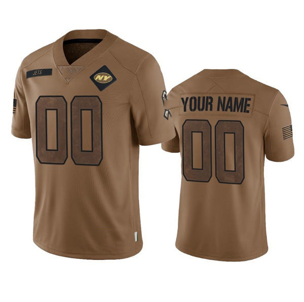 Custom NY.Jets Active Player 2023 Brown Salute To Setvice Limited Stitched Jersey