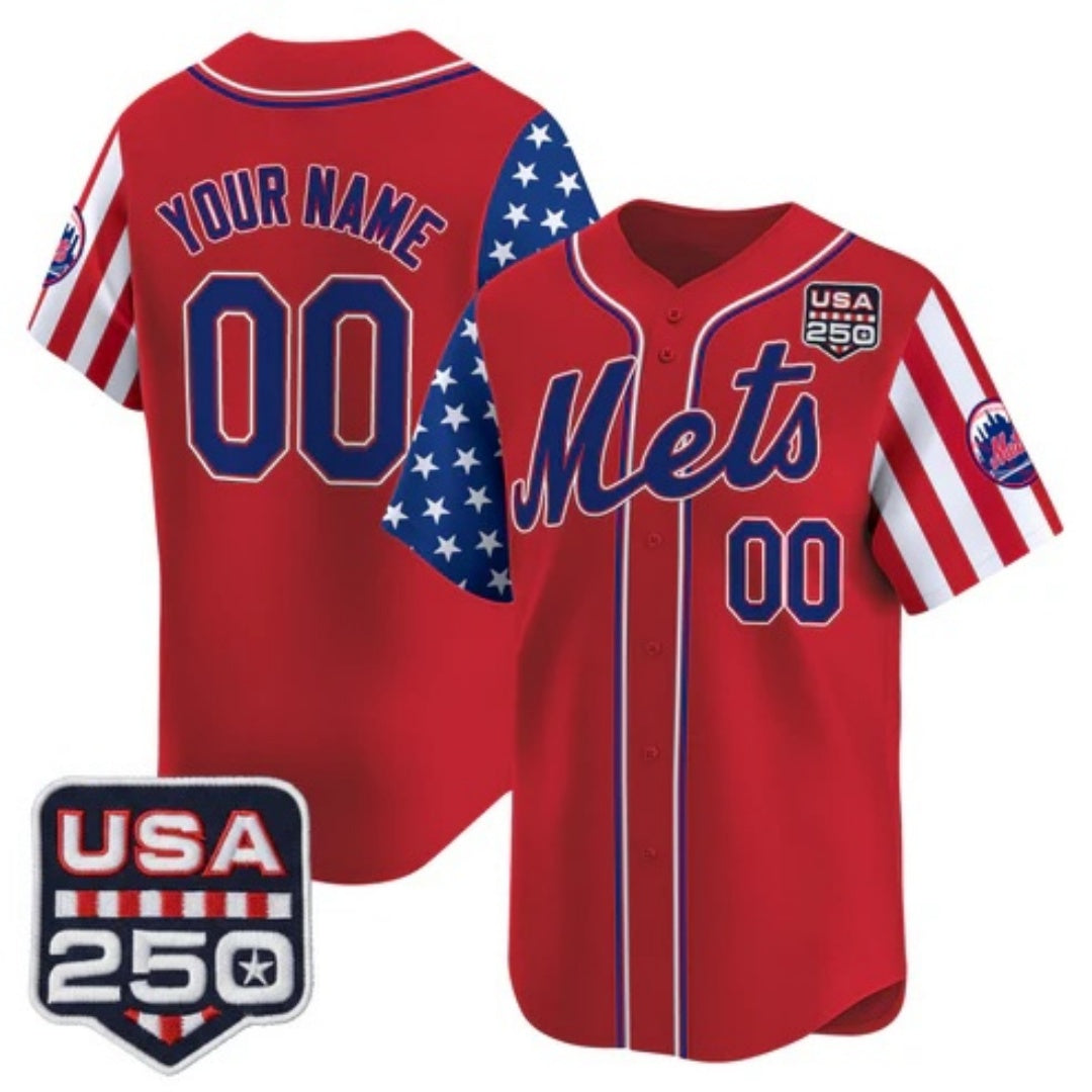 Custom New York Mets America 250 Edition Vapor Premier Limited Red Stitched Baseball Jersey