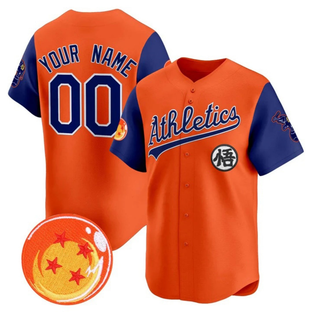 Custom Oakland Athletics x Dragon Ball Royal Orange Vapor Premier Limited Jersey - All Stitched Baseball Jersey