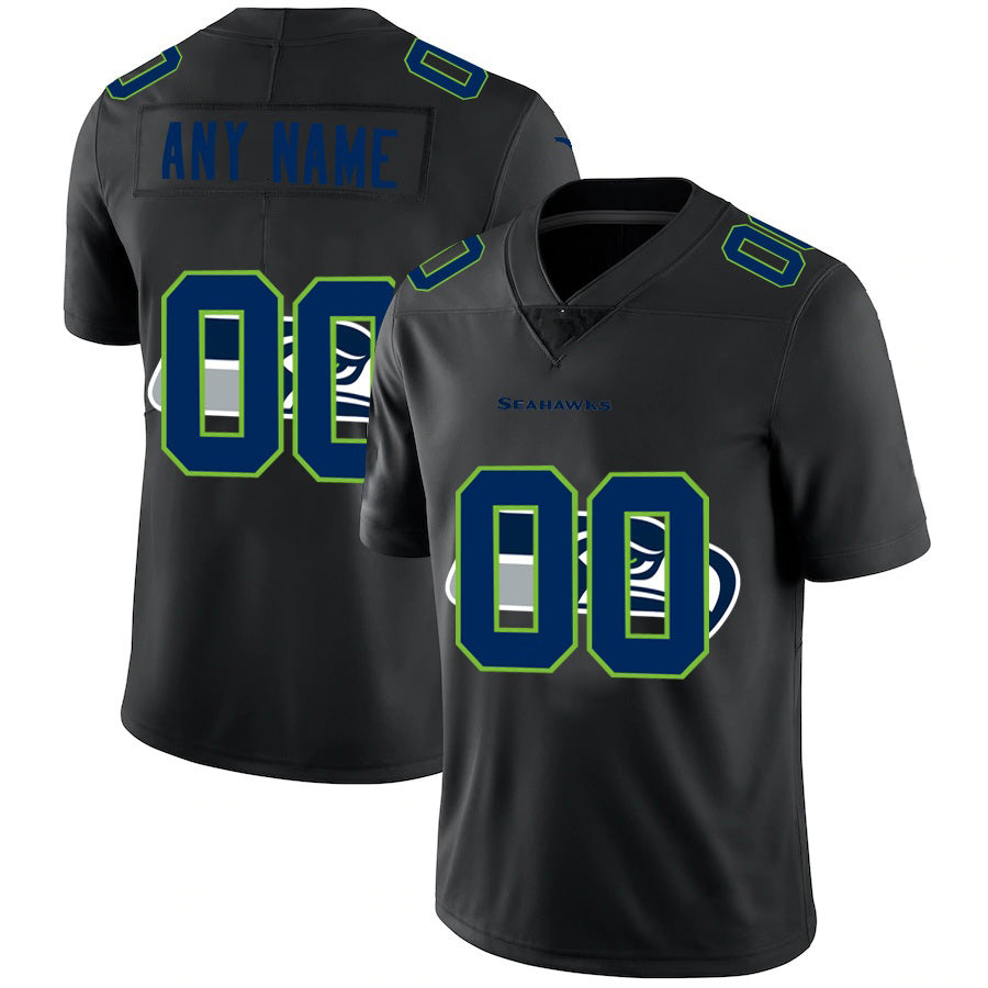 Custom S.Seahawks Black Team Logo Dual Overlap Limited Jersey