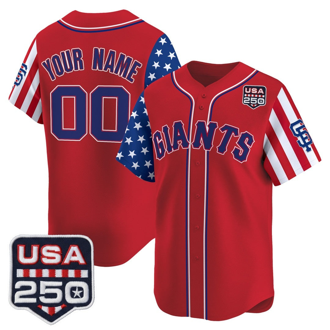 Custom San Francisco Giants America 250 Edition Vapor Premier Limited Red Stitched Baseball Jersey