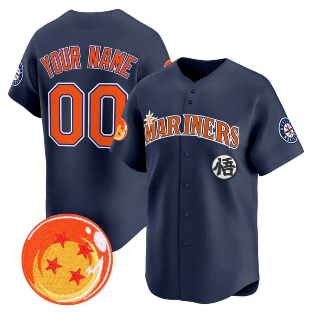 Custom Seattle Mariners x Dragon Ball Navy Vapor Premier Limited Jersey - All Stitched Baseball Jersey