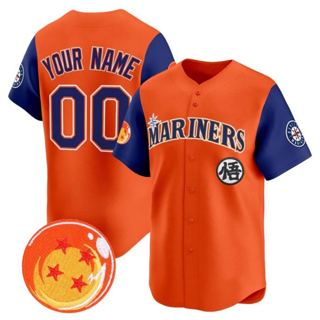 Custom Seattle Mariners x Dragon Ball Royal Orange Vapor Premier Limited Jersey - All Stitched Baseball Jersey