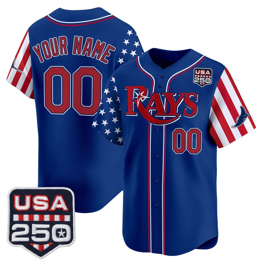 Custom Tampa Bay Rays America 250 Edition Vapor Premier Limited Royal Stitched Baseball Jersey