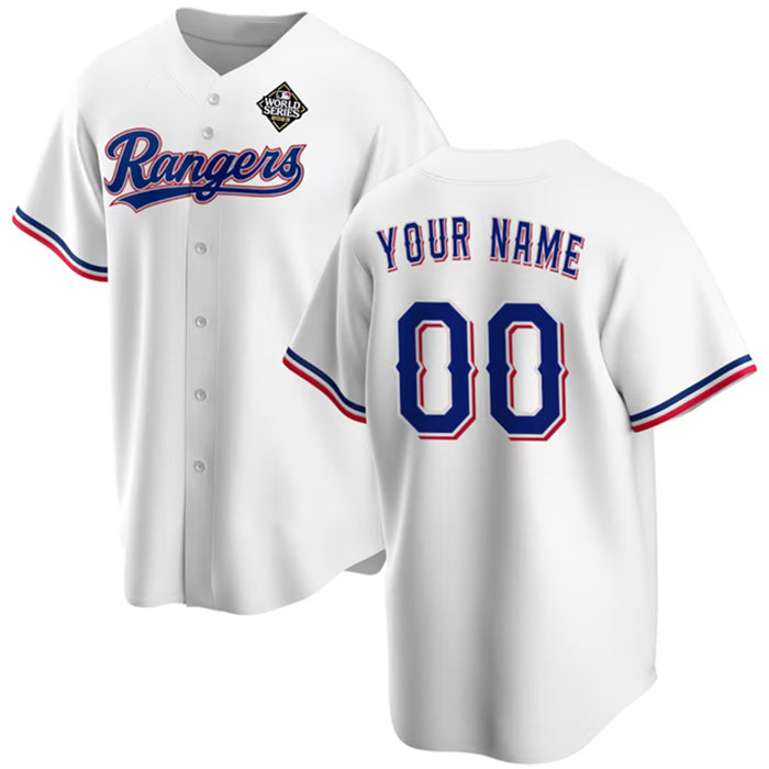 Custom Texas Rangers Active Player White 2023 World Series Stitched Baseball Jersey