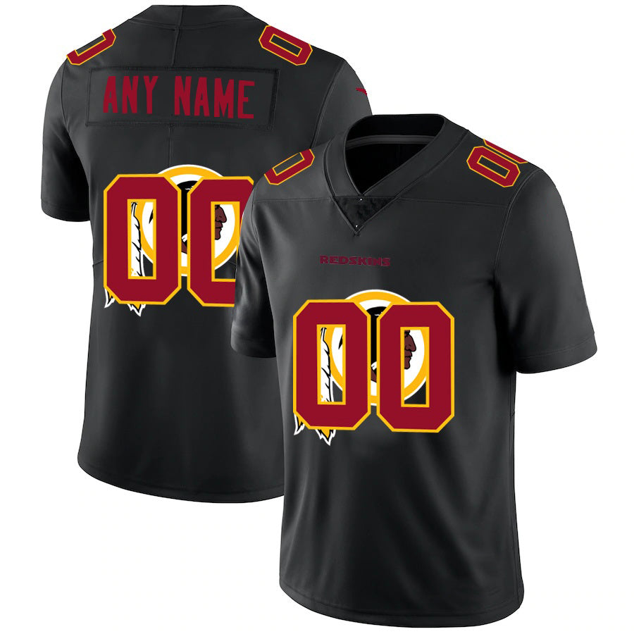 Custom W.Redskins Black Team Logo Dual Overlap Limited Jersey