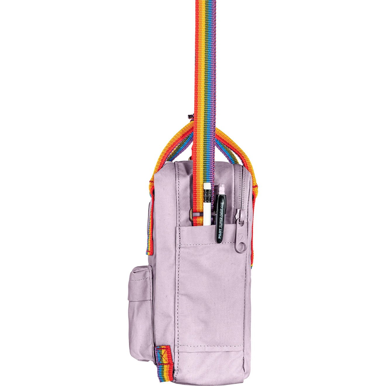 Fjallraven Kanken Rainbow Sling Black and red stripes