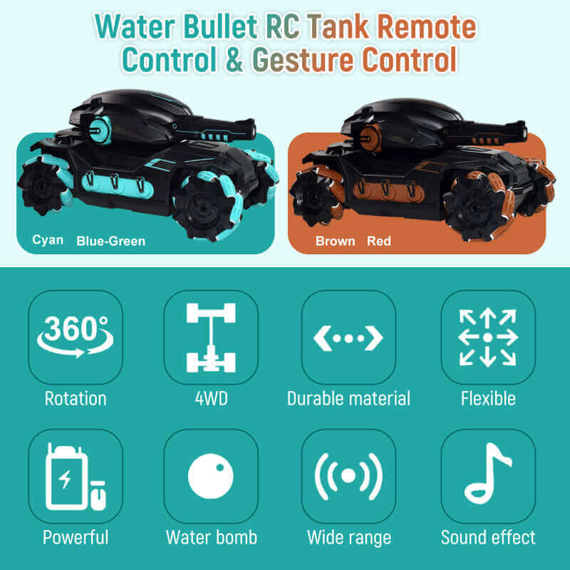 Water Bomb RC Battle Tank with Gesture Control