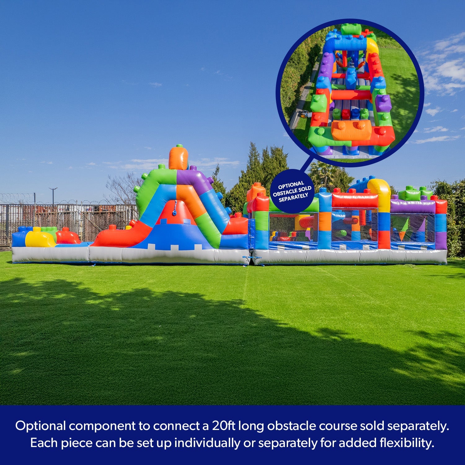 Block Party 12' Dual Lane Backload Water Slide with Attached Pool