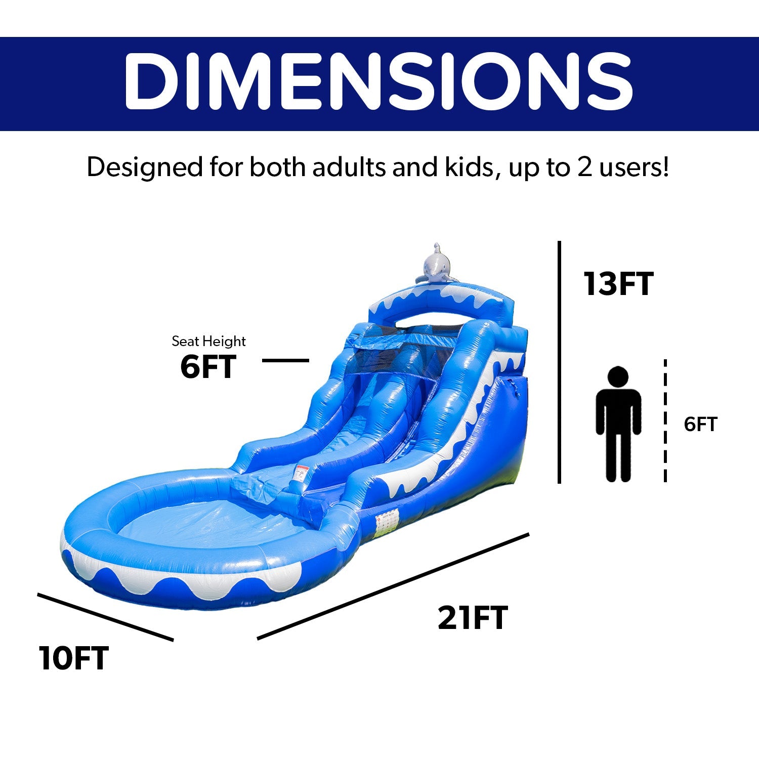 13' Dolphin Water Slide with Pool