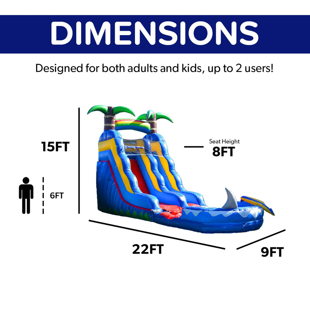 15' Ocean Shark Water Slide with Detachable Pool