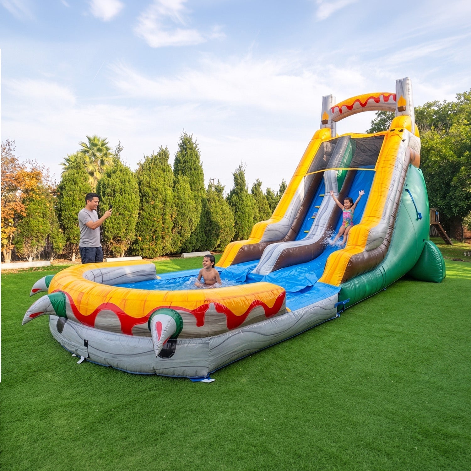 T-Rex 18' Water Slide with detachable pool