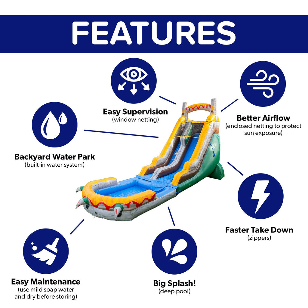 T-Rex 18' Water Slide with detachable pool