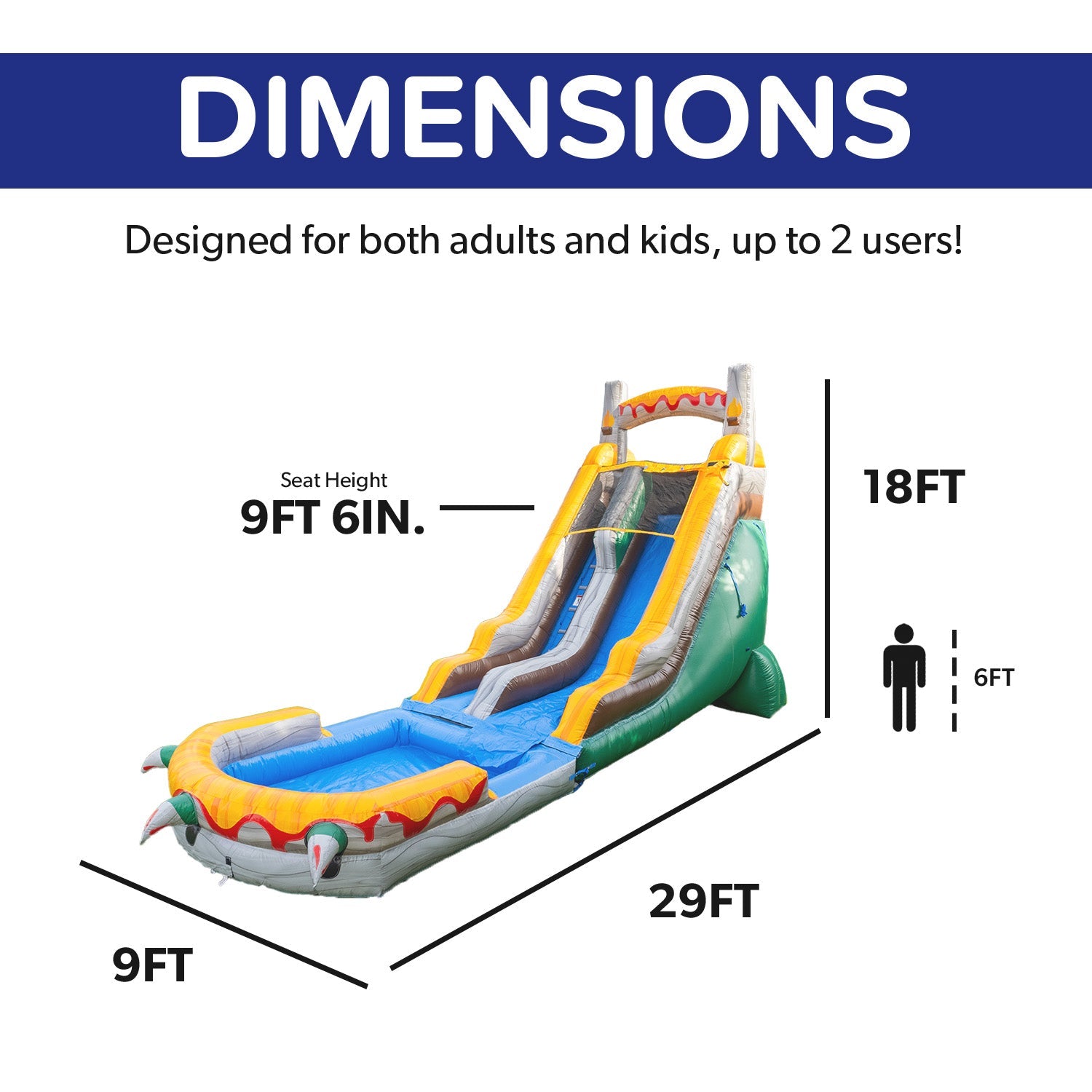 T-Rex 18' Water Slide with detachable pool