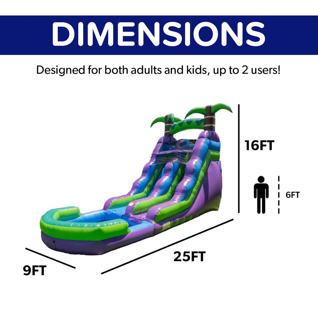 16' Purple Tropical Water Slide with Attached Pool