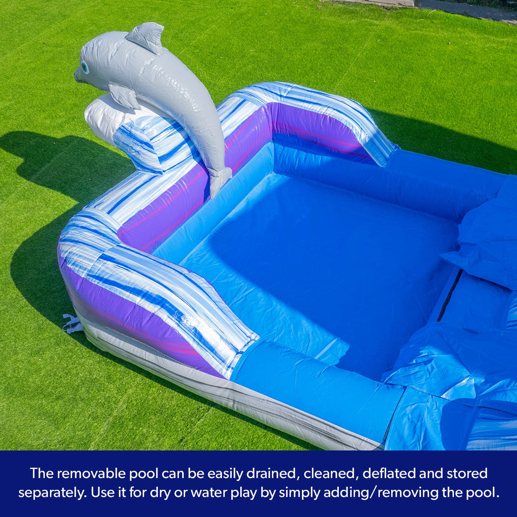 Dolphin 16' Water Slide with detachable pool