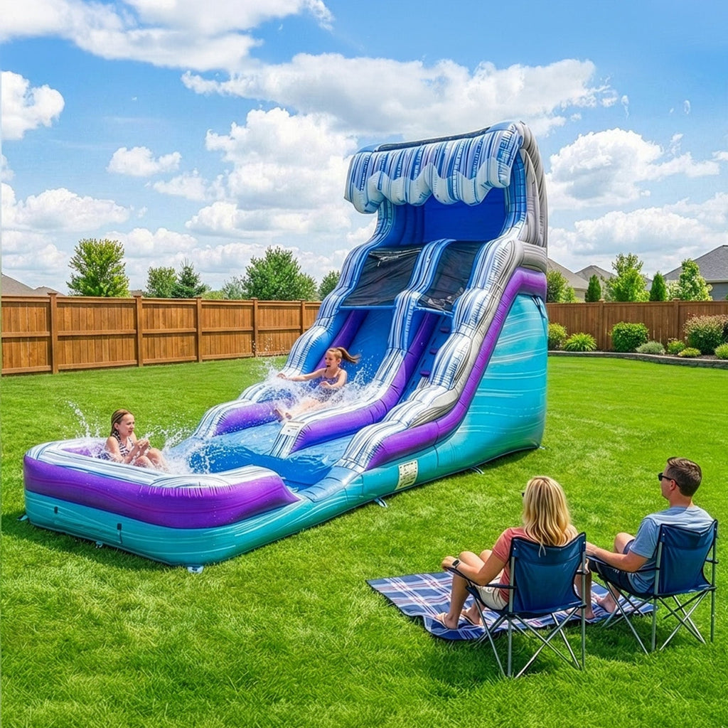 Ocean Wave 16' Water Slide with Attached Pool