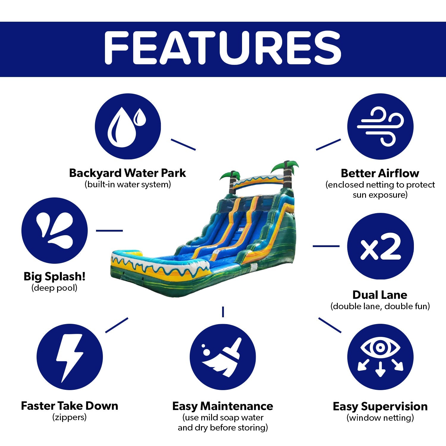 NEW! Tropical Breeze 15' Dual Lane Waterslide
