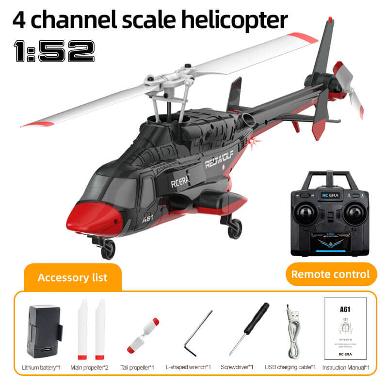 RC ERA A61 Optical-Flow RC Helicopter, Altitude Hold, 2.4GHz, 1–3 Batteries