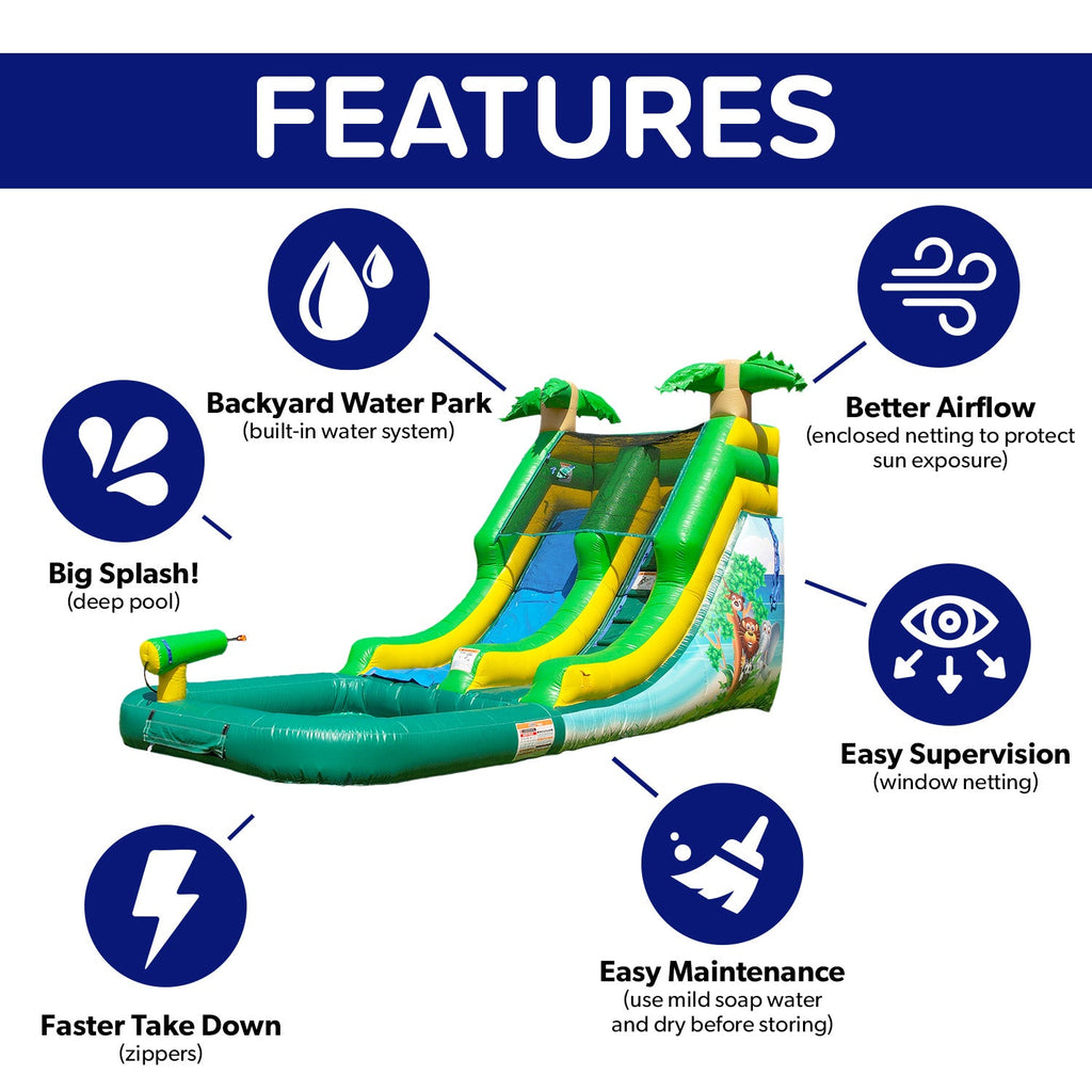 12' Safari Water Slide with Pool
