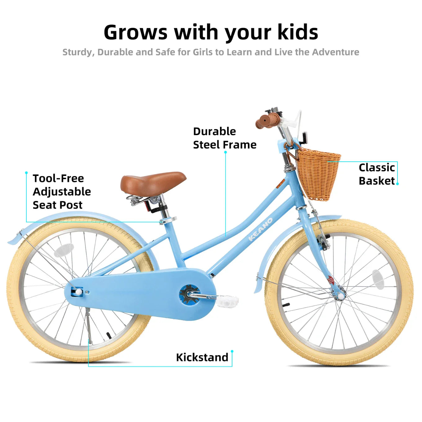 KEANO Marigold Girls Bike for 2-12 Years Old Toddlers and Kids
