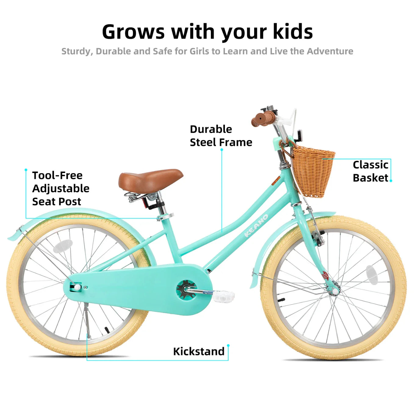 KEANO Marigold Girls Bike for 2-12 Years Old Toddlers and Kids