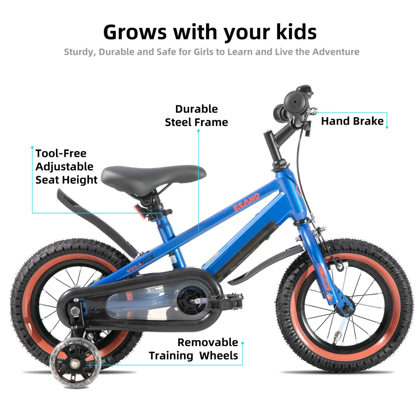 KEANO Vellux 12 16 20 Inch Kids Bike with Training Wheels