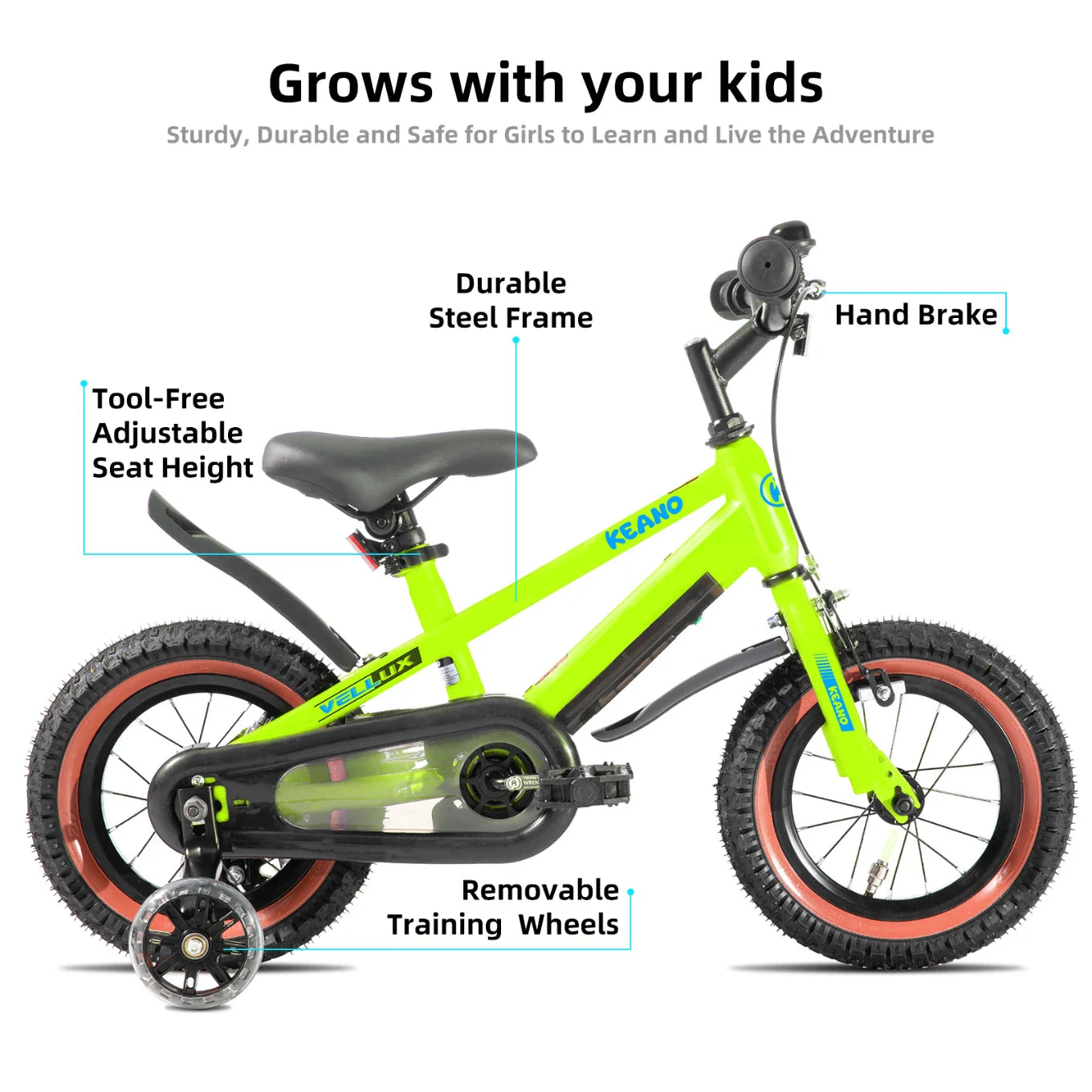 KEANO Vellux 12 16 20 Inch Kids Bike with Training Wheels