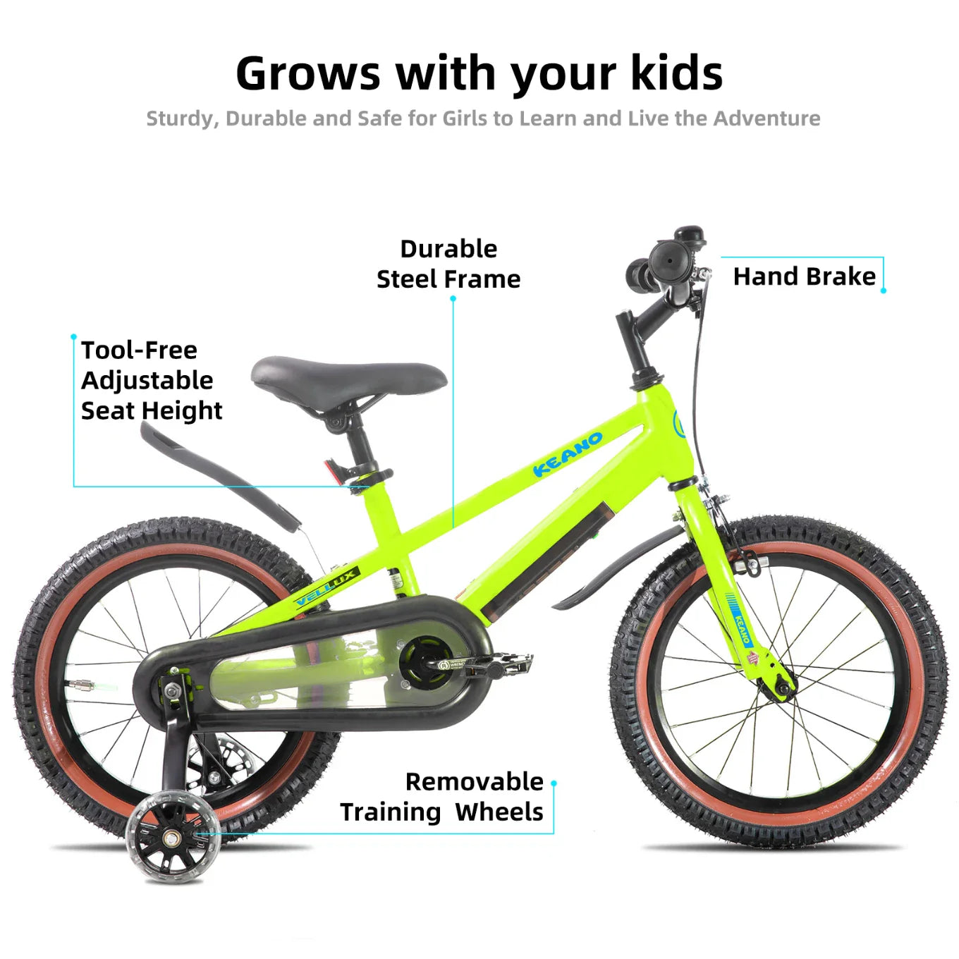 KEANO Vellux 12 16 20 Inch Kids Bike with Training Wheels