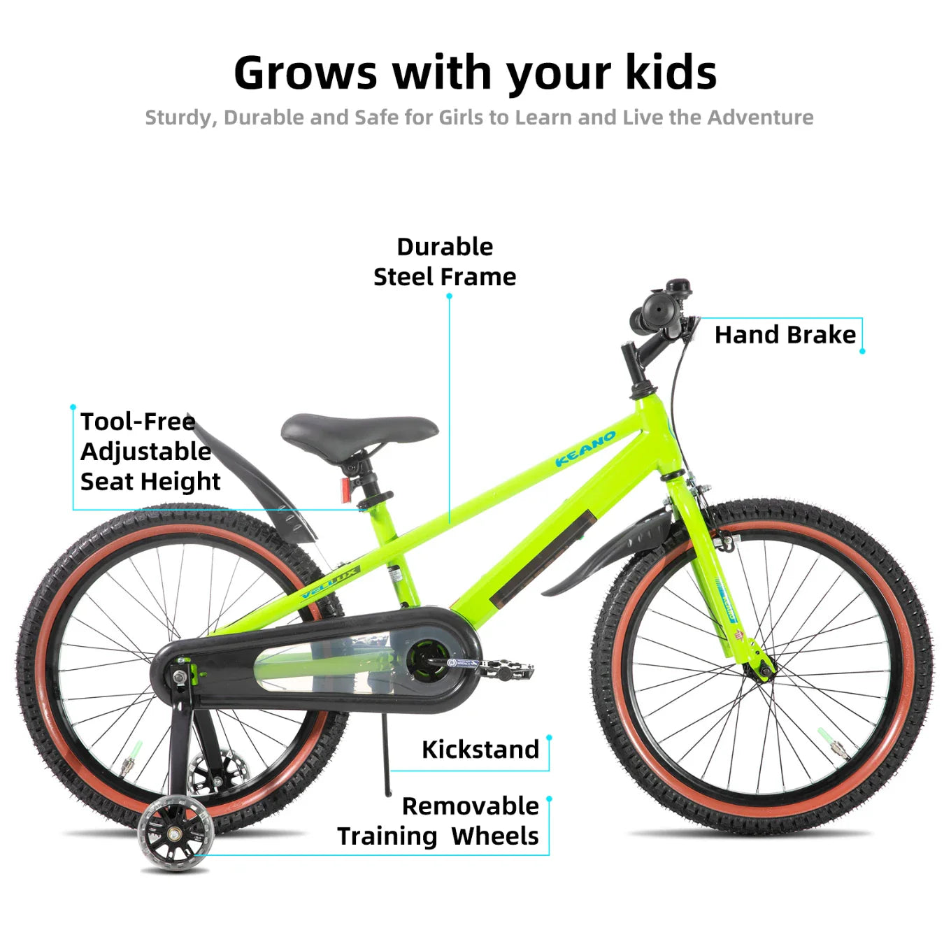 KEANO Vellux 12 16 20 Inch Kids Bike with Training Wheels