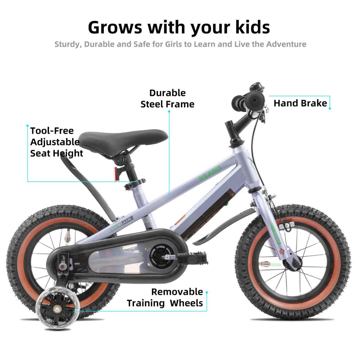 KEANO Vellux 12 16 20 Inch Kids Bike with Training Wheels