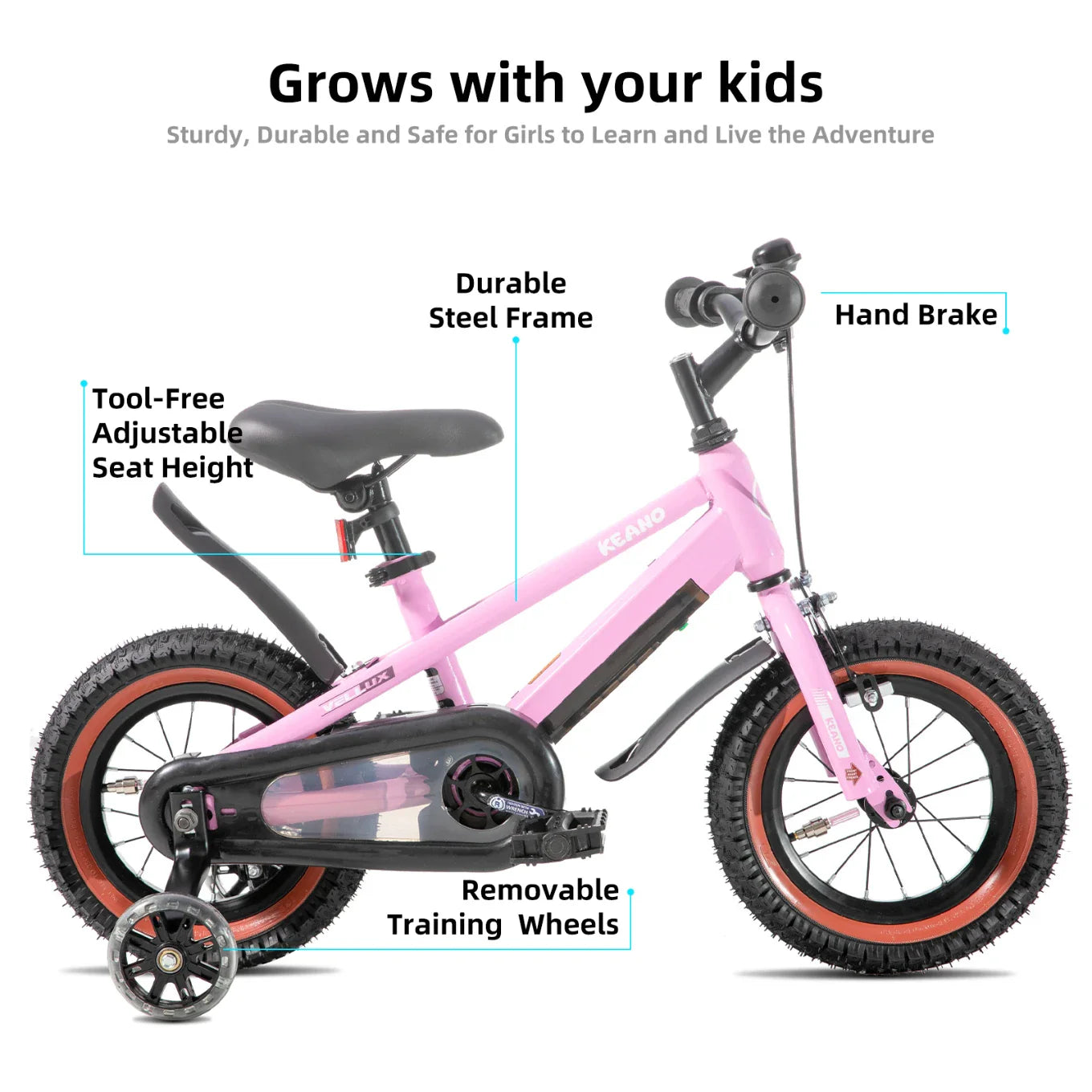 KEANO Vellux 12 16 20 Inch Kids Bike with Training Wheels