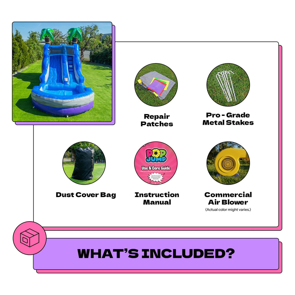POP JUMP Tropical 13' Waterslide with Pool