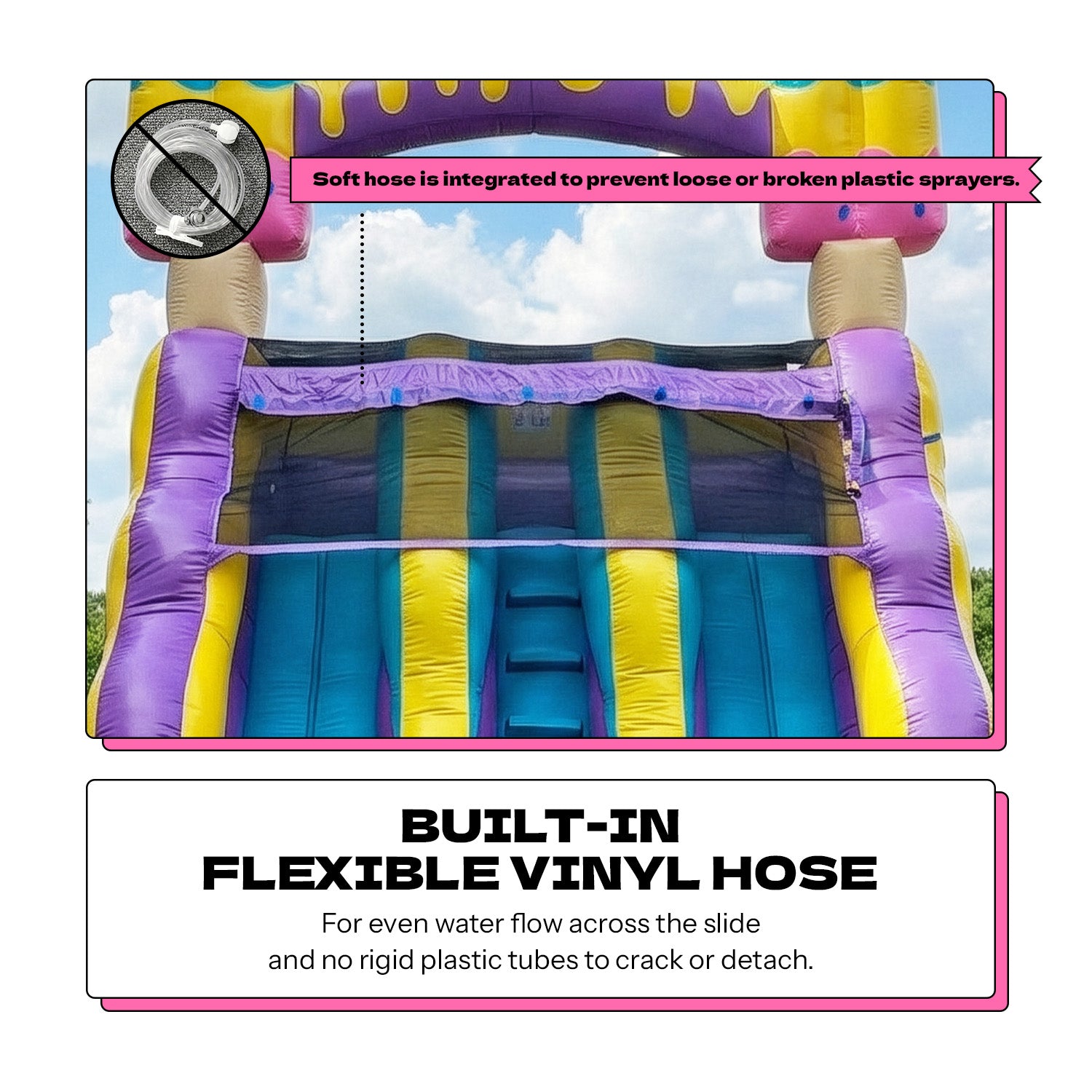 POP JUMP Ice Pop 16' Dual Lane Center Climb Waterslide with Attached Pool