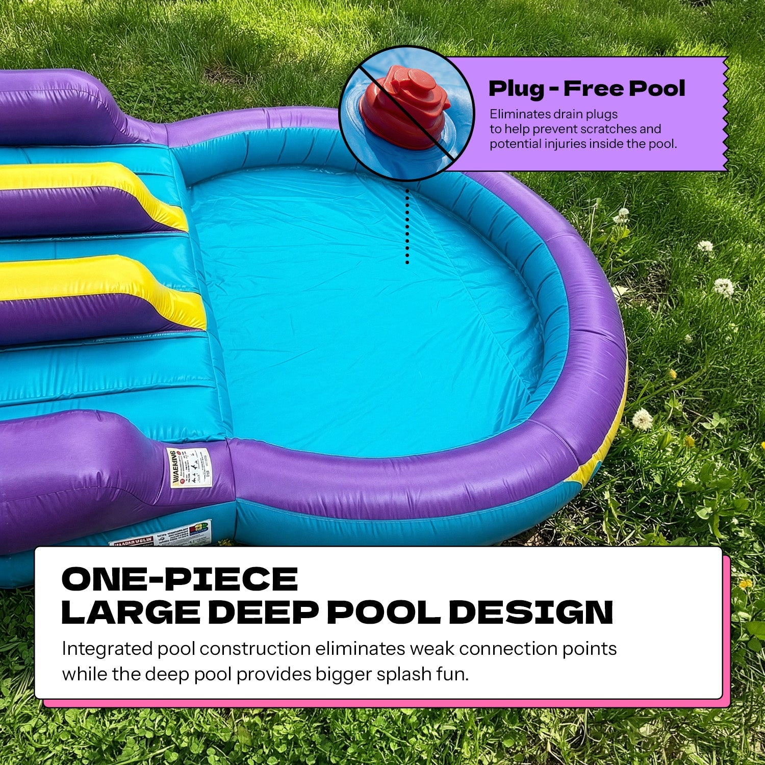 POP JUMP Ice Pop 16' Dual Lane Center Climb Waterslide with Attached Pool