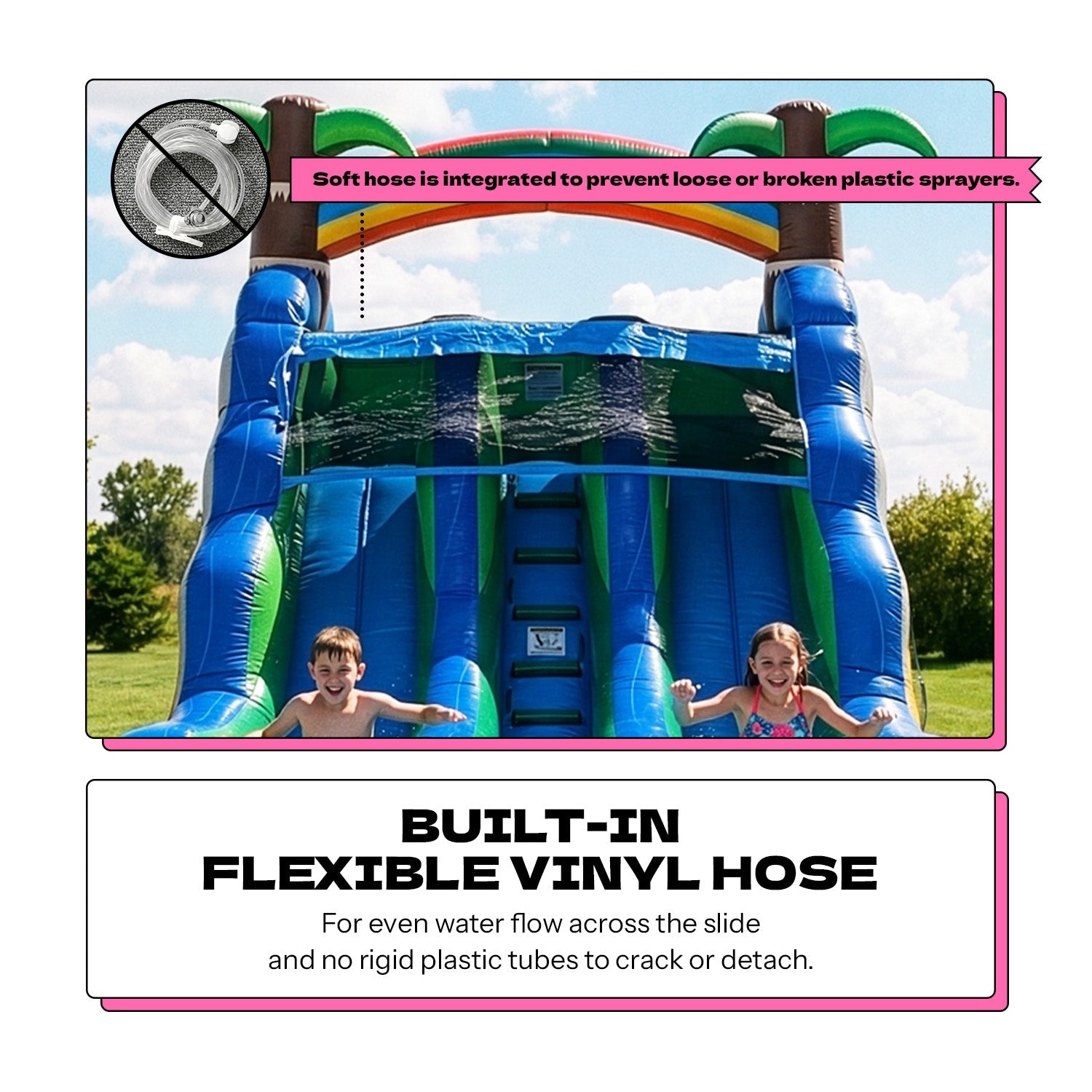 POP JUMP Tropical Island 13' Dual Lane Center Climb Waterslide with Attached Pool