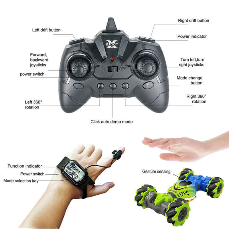 4WD Gesture Control RC Stunt Car with 360° Rotation