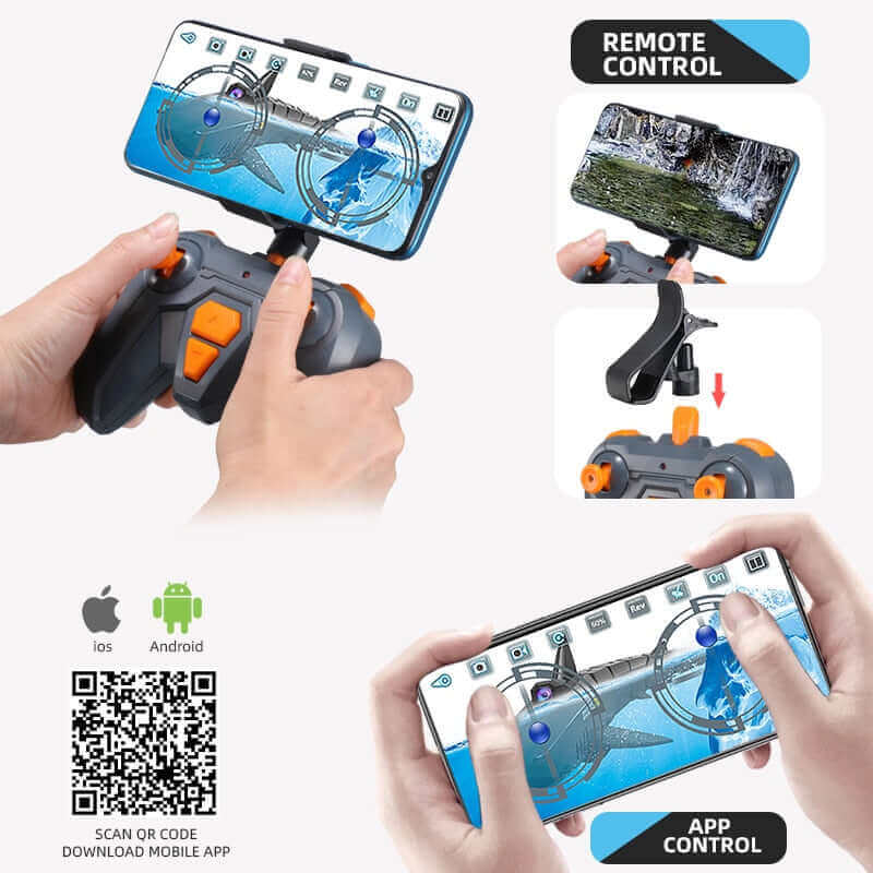 RC Shark Submarine Toy with Underwater Camera