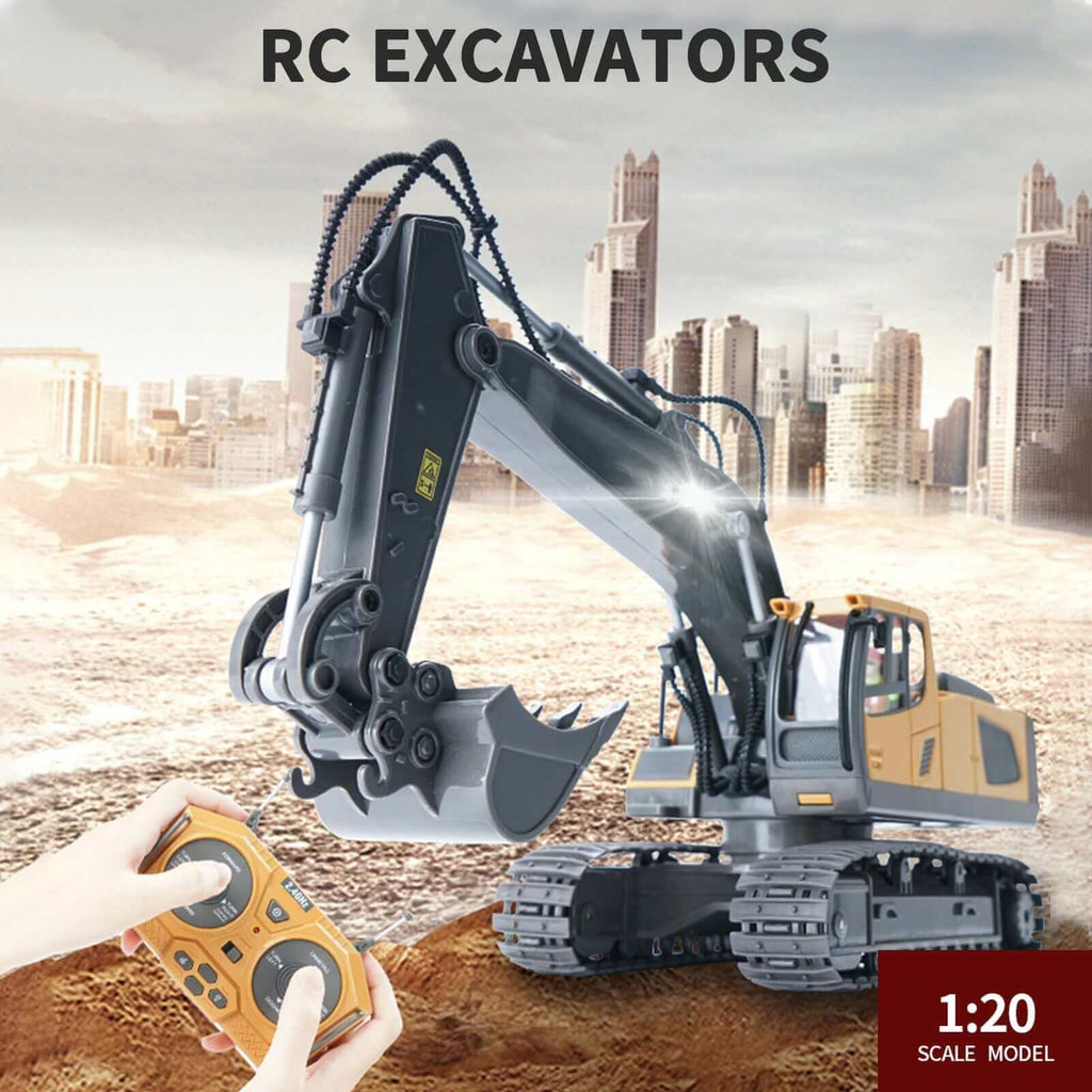 1:20 11CH RC Excavator Bulldozer with Lights & Music