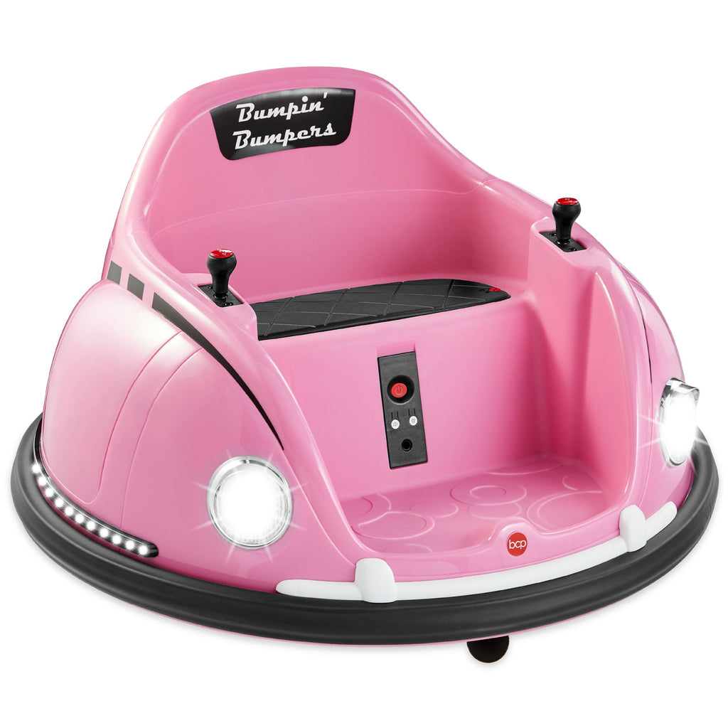 6V Kids Ride On Bumper Car Toy w/ Remote, Harness, Lights, 360 Degree Spin