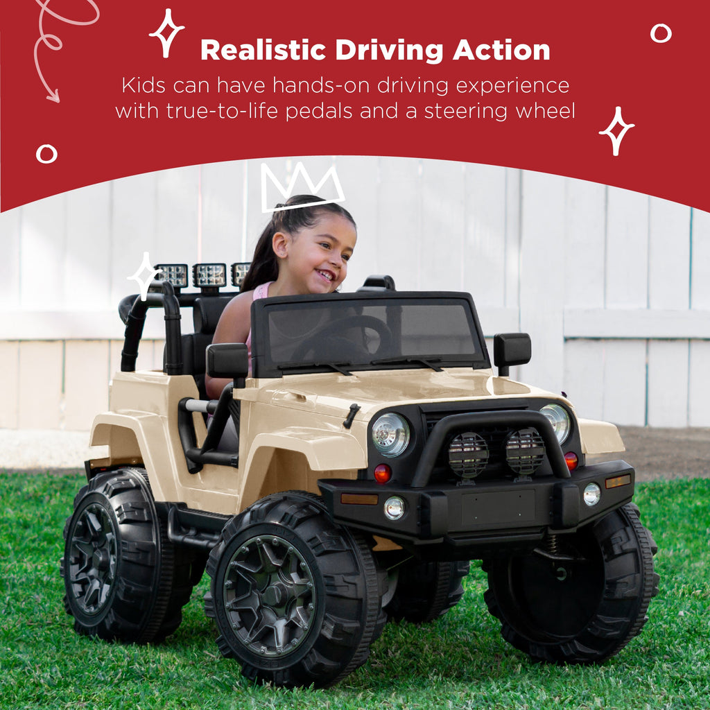 Jumbo 12V Kids Electric Ride On Car with Parent Remote, Seat Harness