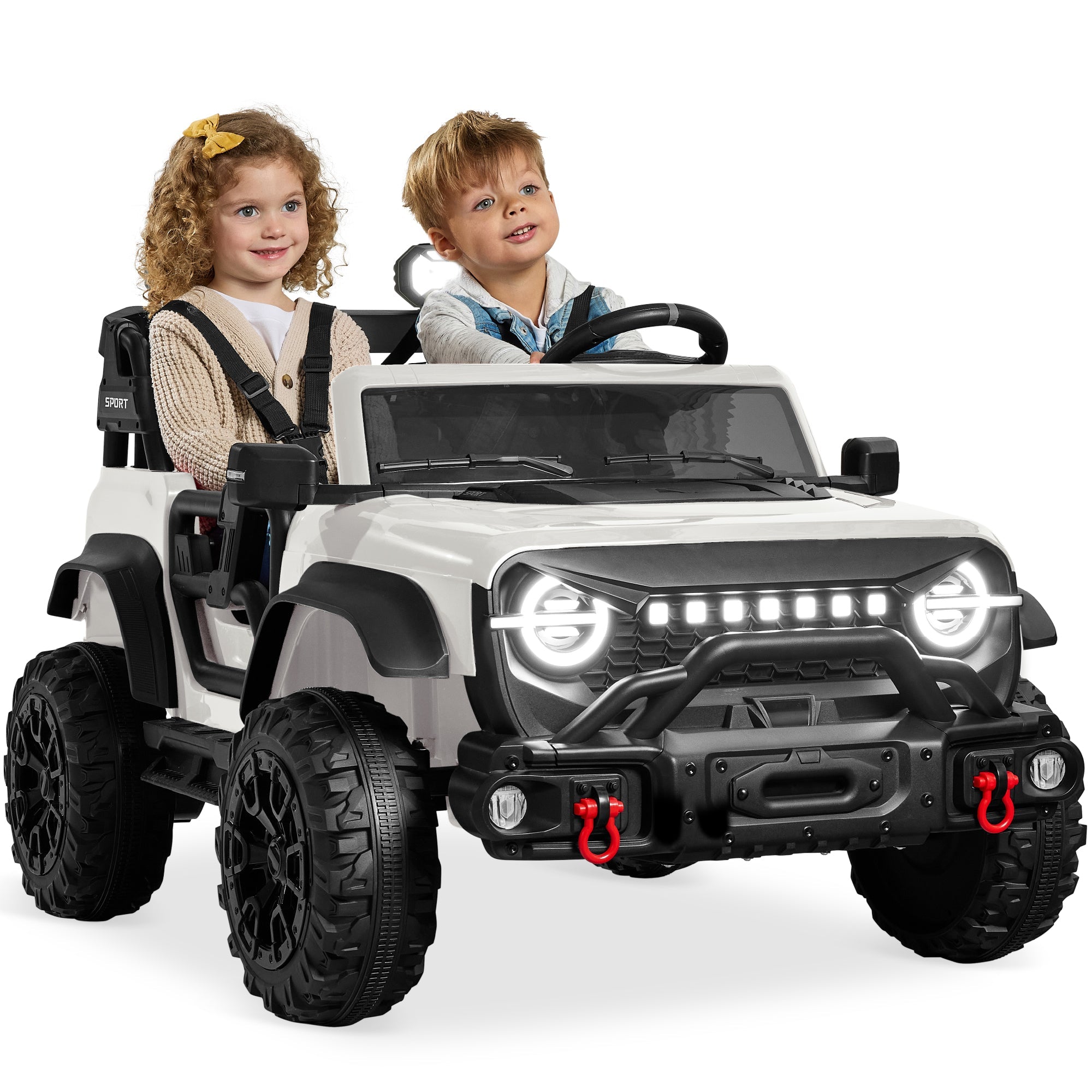 24V 2-Seater Electric Ride-On Car Truck w/ Parent Control, Bluetooth