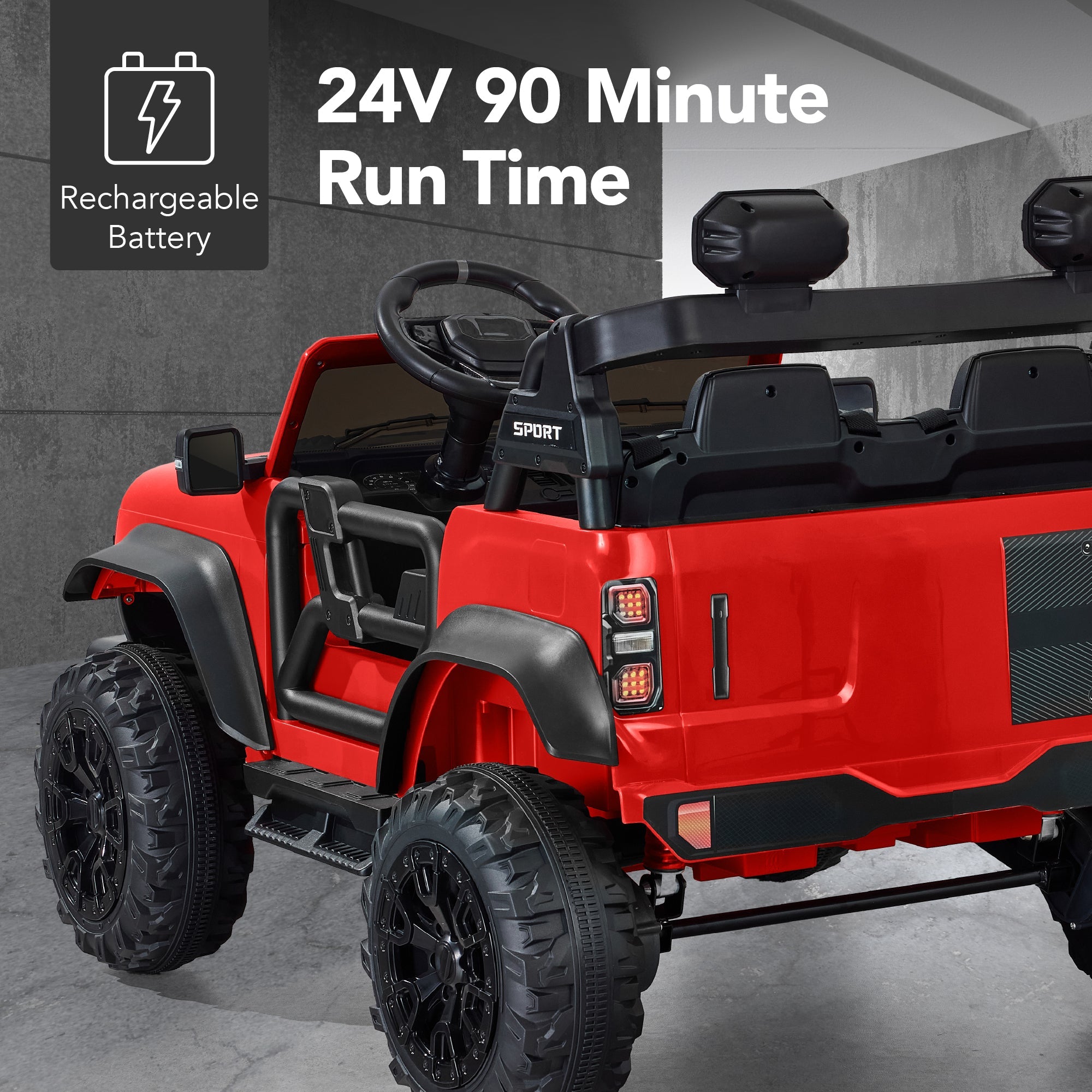 24V 2-Seater Electric Ride-On Car Truck w/ Parent Control, Bluetooth