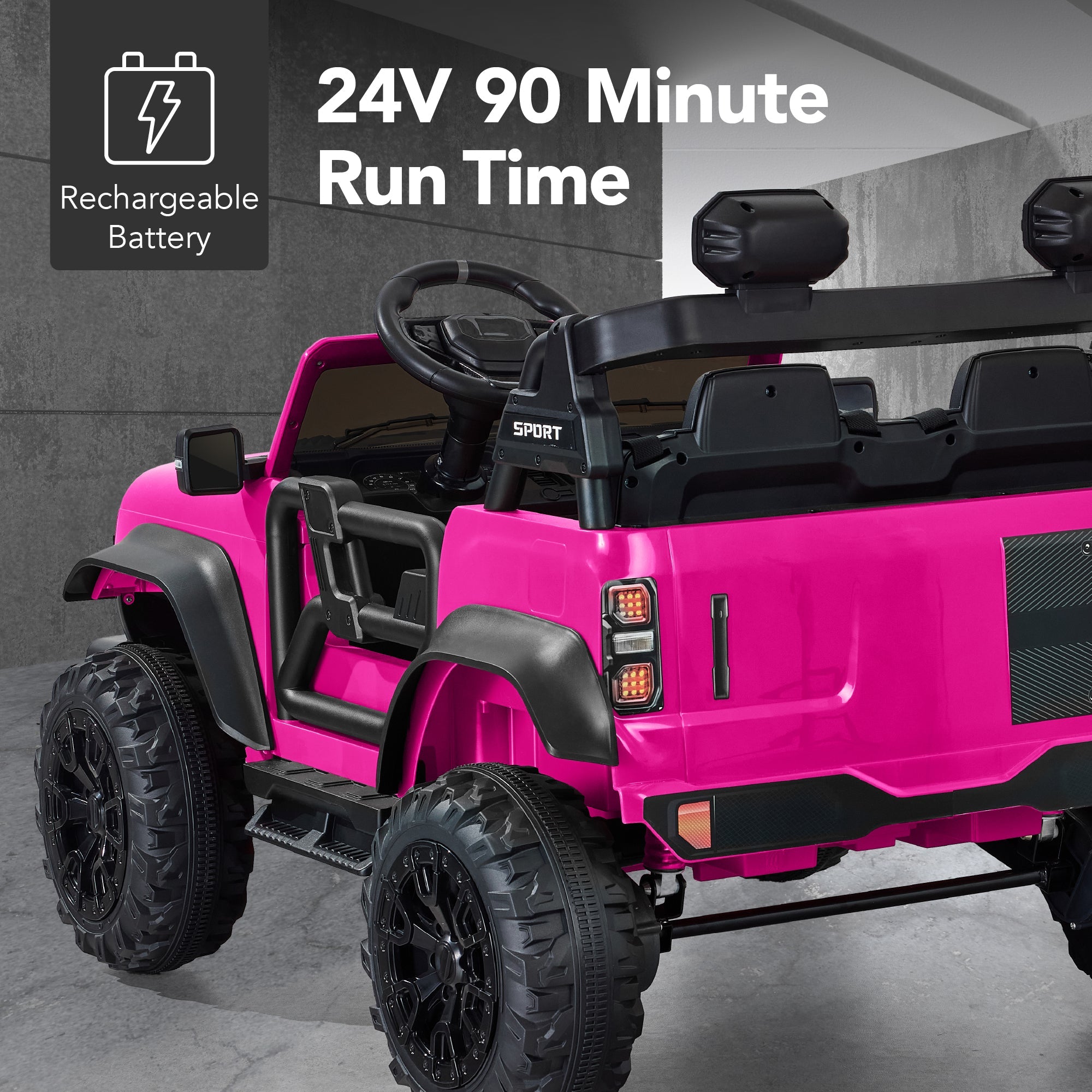 24V 2-Seater Electric Ride-On Car Truck w/ Parent Control, Bluetooth
