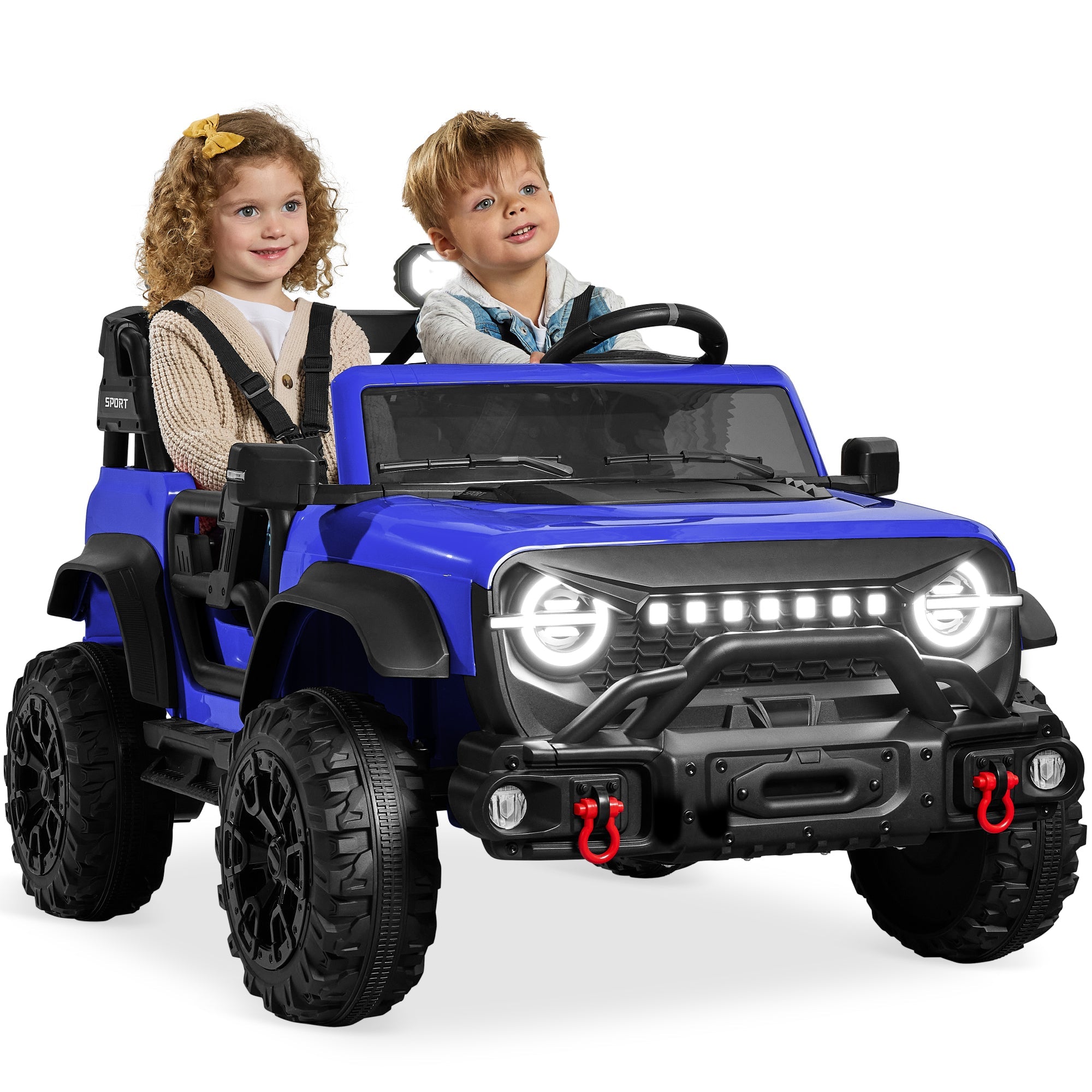 24V 2-Seater Electric Ride-On Car Truck w/ Parent Control, Bluetooth