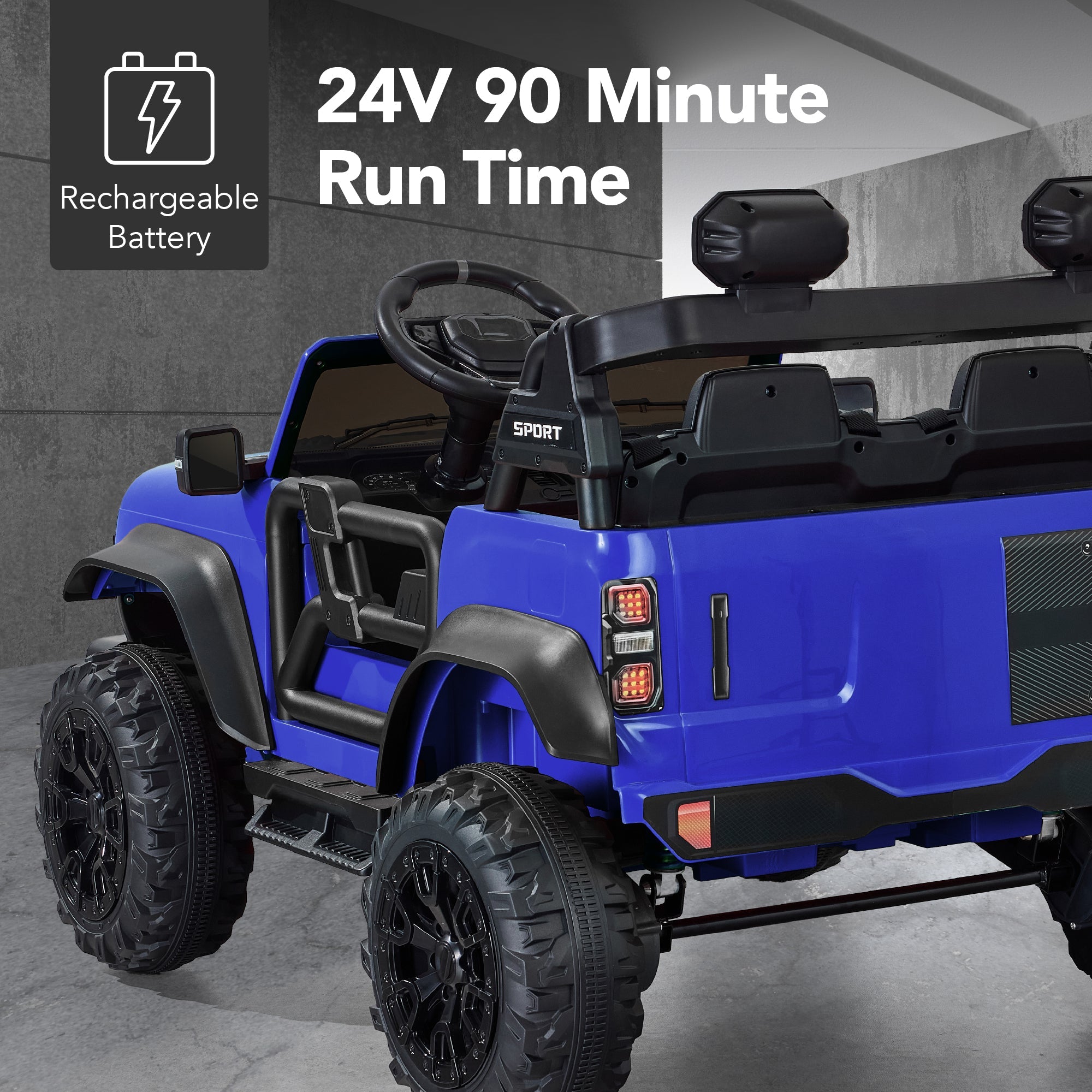 24V 2-Seater Electric Ride-On Car Truck w/ Parent Control, Bluetooth