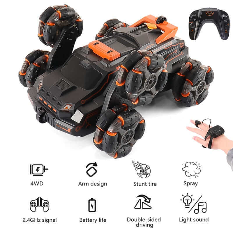 Six-Wheel RC Stunt Car | 4WD Drift | Gesture Control & Lights | RC Toy