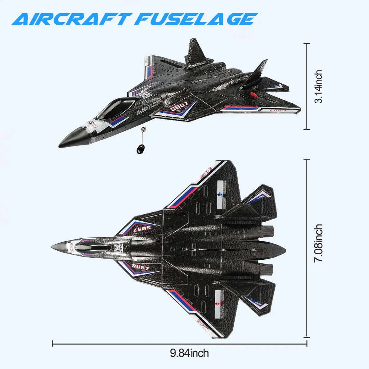 SU57 RC Plane: 2.4G Light-Up Foam Aircraft for Kids - Hand Thrown, Fixed Wing Toy