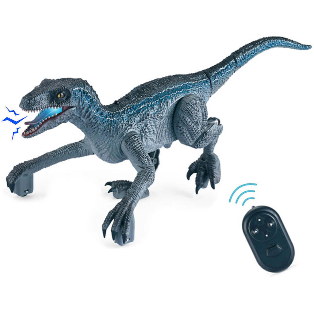 RC Velociraptor Dinosaur Toy with LED Lights & Roaring Sounds