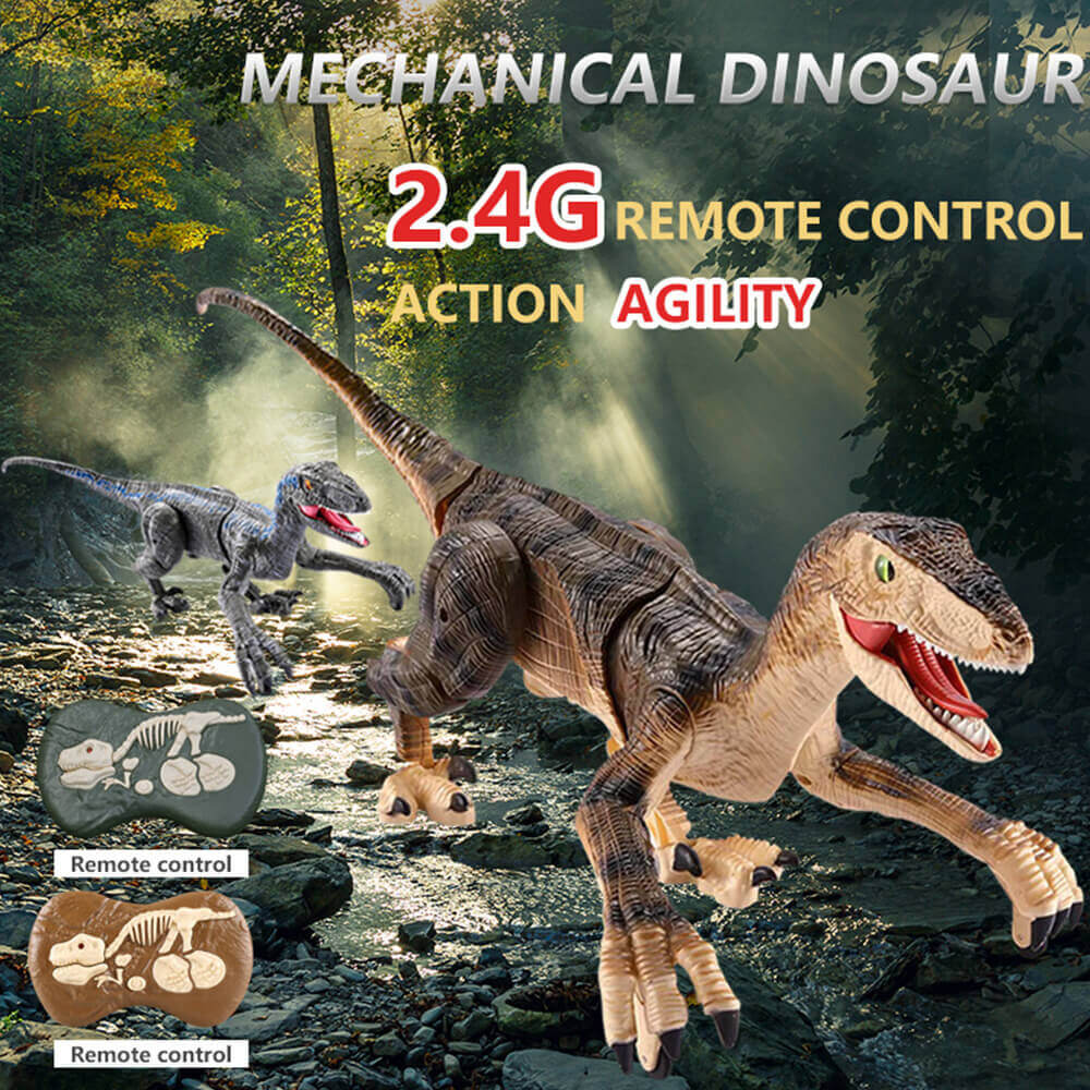 RC Velociraptor Dinosaur Toy with LED Lights & Roaring Sounds